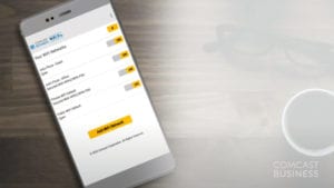 The Comcast Business app displayed on a smartphone